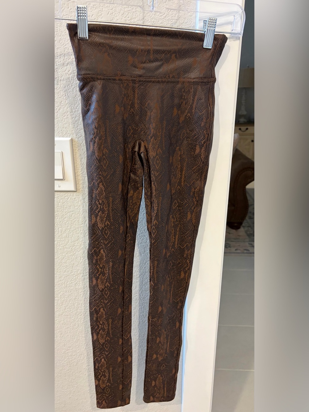 SPANX Brown Snakeskin-Print High-Waist Leggings